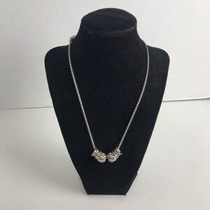 Brighton Silver Tone Rhinestones Beaded Charms Necklace Office